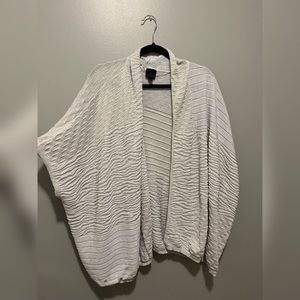 Cream & Beige Textured Oversized Cardigan
